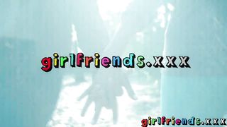 Girlfriends Hot besties shave each other and fuck in bath