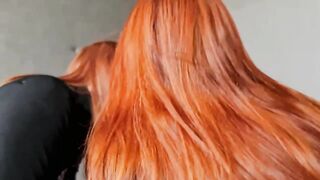 Two red haired lesbians are about to have a casual threesome with their blindfolded friend