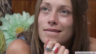 A brunette teen babe facesitting her small tits best friend