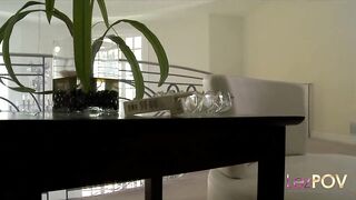 Huge tits smoking lesbian enjoys the photoshoot