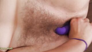 Hairy pussies Jane and Lindsay playing with huge vibe (Jane Lindsay)