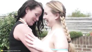 Mature lady and mom licks and fucks young girl