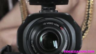 FemaleAgent Busty beauty fucked with dildo
