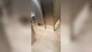 2 Lesbian girls in public toilet