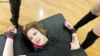 Lesbian Mistresses, Hard Spitting, Humiliatrix, Lezdom Over Bondage Slut