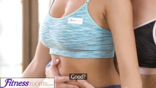 Fitness Rooms Cute freckled big tits teen has gym sex with blonde lesbian