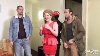 Elisabeth and Shania, the boss and the employee orgy together