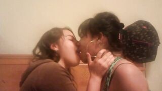 Girls Making Out On A Bed