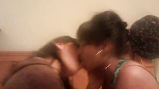 Girls Making Out On A Bed