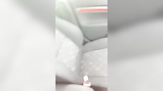 Amateur lesbians playing in the car in cat park 