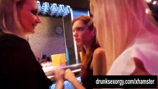 Hot pornstar lesbians lick twats in the club