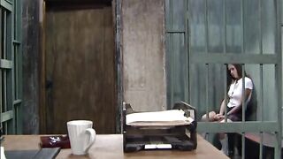 Policewoman licking horny schoolgirl in jail