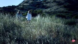 Lesbian Blondes Blake Eden And Scarlet Red Cumming Together In The Woods!