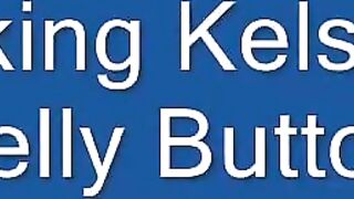 Playing with Kelsie's belly button