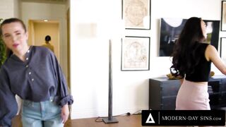 Straight Asian Teen Seduced By Flirty Ebony Lesbian