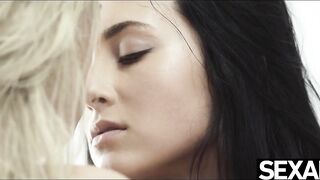 Watch this sexy brunette grind her wet pussy in her maid's face