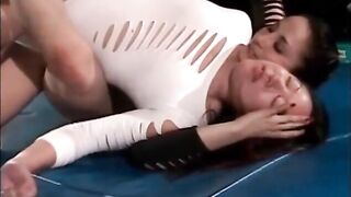 strap-on dildo sex between Lesbian on Academy Wrestling