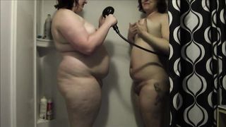 Girls showering together