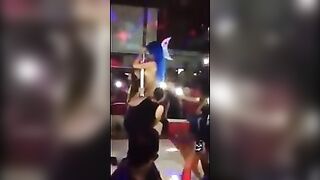 Horny crunk lesbian ladies licking the dancer