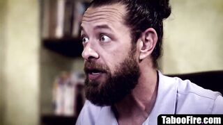 Naughty lesbo teens threesome banged by their counselor