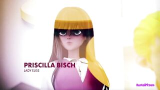 Ebony Futa Babe And Horny babe 3D Masturbation