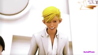 Ebony Futa Babe And Horny babe 3D Masturbation