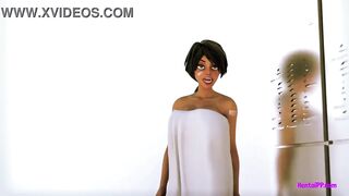 Ebony Futa Babe And Horny babe 3D Masturbation