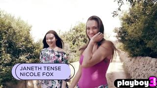 Cute lesbian chicks Janeth Tense and teen Nicole Fox posed totally naked