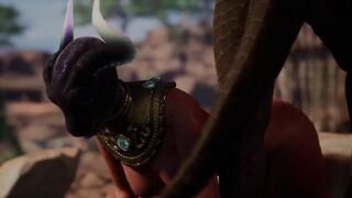 Lesbian Dragon Girl tail fucks Dragon Girl