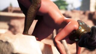 Lesbian Dragon Girl tail fucks Dragon Girl