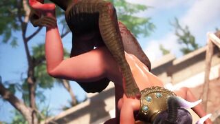 Lesbian Dragon Girl tail fucks Dragon Girl