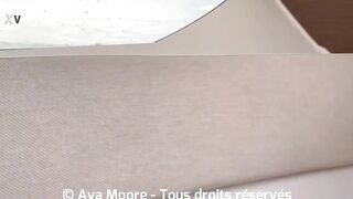 Two French sluts fuck each other's pussies with a double dildo on a boat