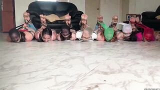 8 Barefoot Girls Gagged Hogtied And Pantyhose Encased