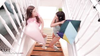 Lesbea Beautiful Beligian brunette and pretty Czech teen romantic lesbian pussy licking facesitting 69 and fingering orgasms