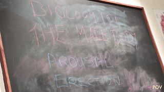 Teacher is willing to use the strapon so she teaches her lesbo student about sex