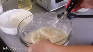 MOMxxx Hot Czech MILF spanks and licks pretty small tits step daughter girl on girl romantic sex in the kitchen