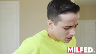 Step Mom Teaches Her Petite Daughter in law How To Give A Blowjob - MILFED