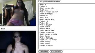 gorgeous brunette with glasses on webcam!