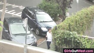 Brunette lesbian squirms from extreme orgasm after licking