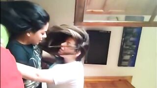 Girls kissing and making out at home