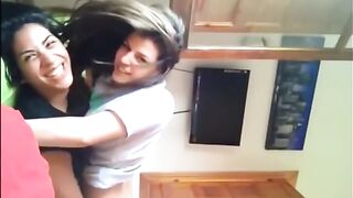 Girls kissing and making out at home