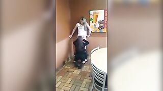Cuter Girl Get Her Pussy Licked in Restaurant