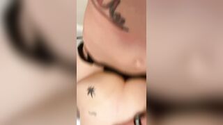 Tattooed babe gets railed in shower