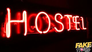Fake Hostel - Hot and sweaty naked MILF with natural tits has two straight college girls lick honey from her body before sex