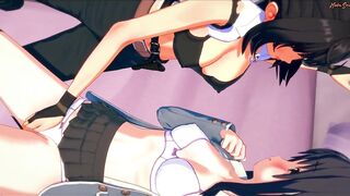 Shizuku Yaegashi and Kaori Shirasaki scissoring on the bed - Arifureta Hentai