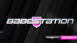 British porn stars Eva Ray & Ivy Rain wrestle and fuck at Babestation