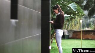 Sexy lesbians exchange flirty texts before pleasuring each other