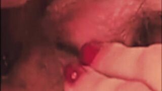 Mom (me) licks secret lesbian lover's hairy pussy to orgasm with husbands in next room