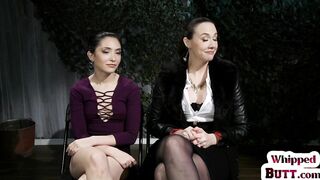 WHIPPED ASS - Lezdom busty lingerie MILFY facesits nipple clamps BDSM teen