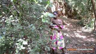 African college babes start making out in the park and end up in couch fingering threesome